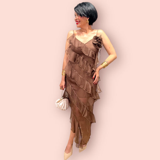 Vestido volantes chocolate