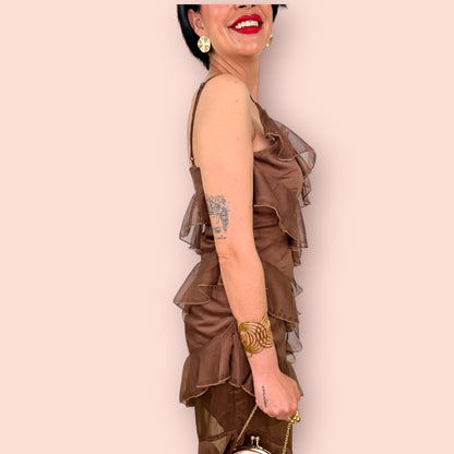 Vestido volantes chocolate