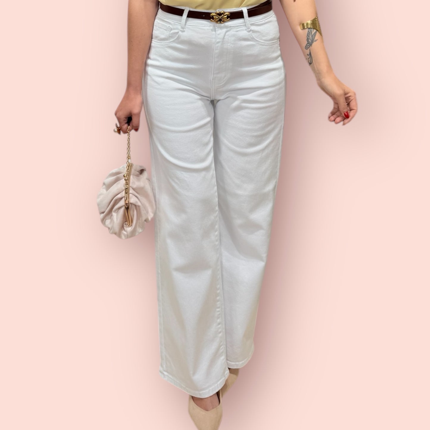 Jeans wide leg blancos