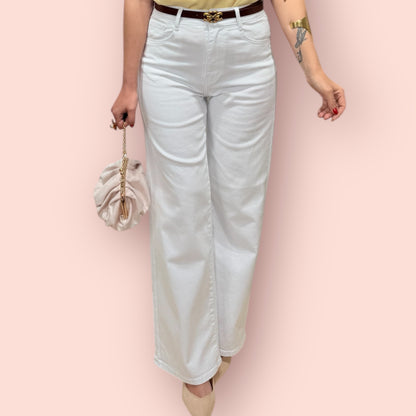 Jeans wide leg blancos