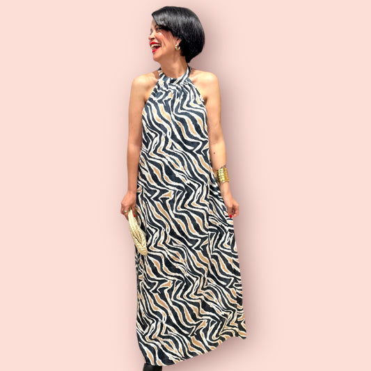 Vestido halter zebra