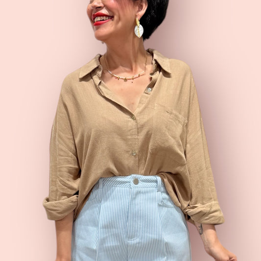 Camisa lino camel