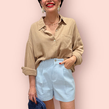 Camisa lino camel