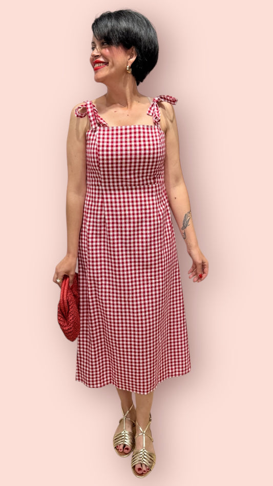 Vestido cuadros vichy rojo