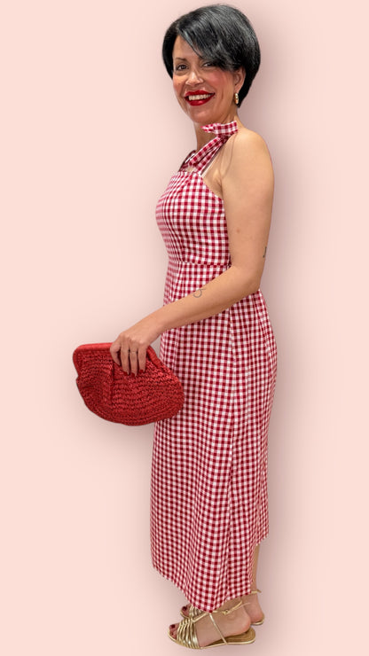 Vestido cuadros vichy rojo