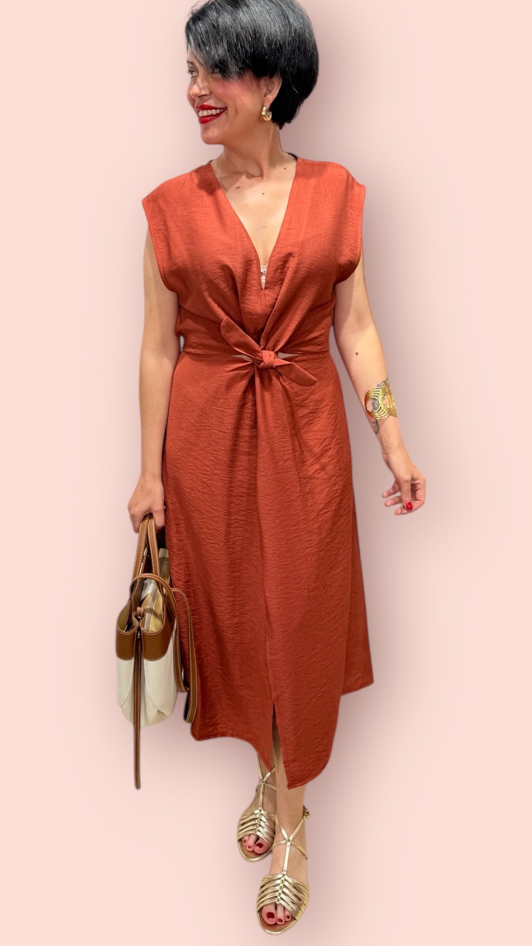 Vestido anudado  Teja