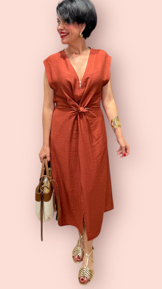 Vestido anudado  Teja