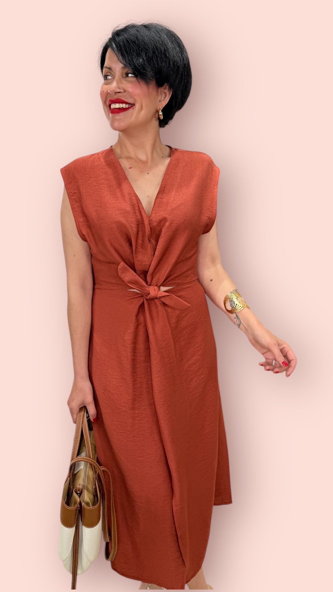 Vestido anudado  Teja