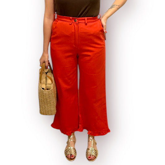 Pantalón volantes coral
