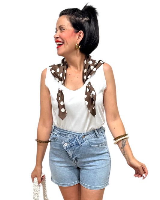 Camiseta + pañuelo lunares chocolate