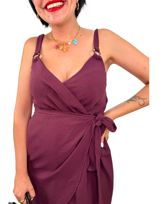 Vestido pareo berenjena