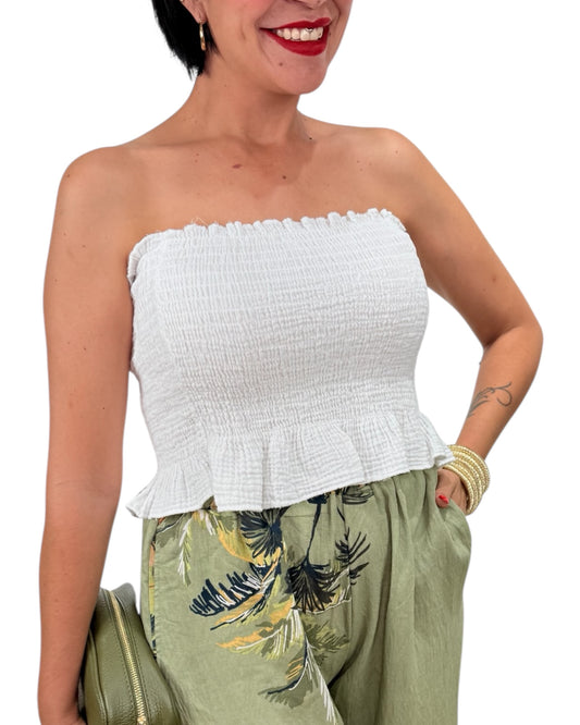 Top bandana volantes blanco