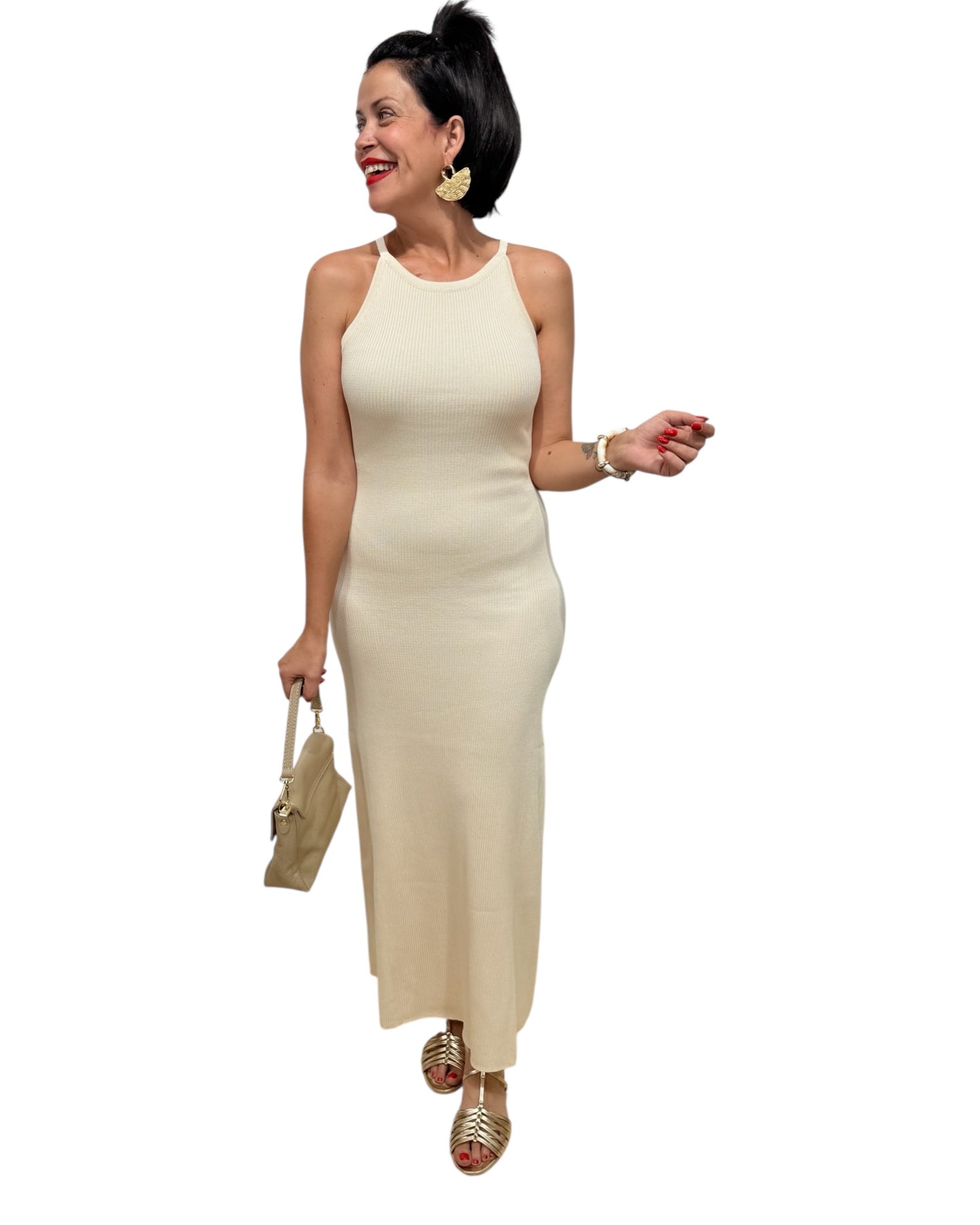 Vestido largo lady beige