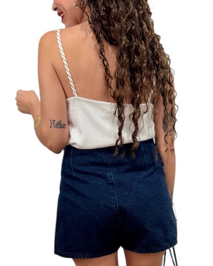 Falda pantalón pareo denim brillos