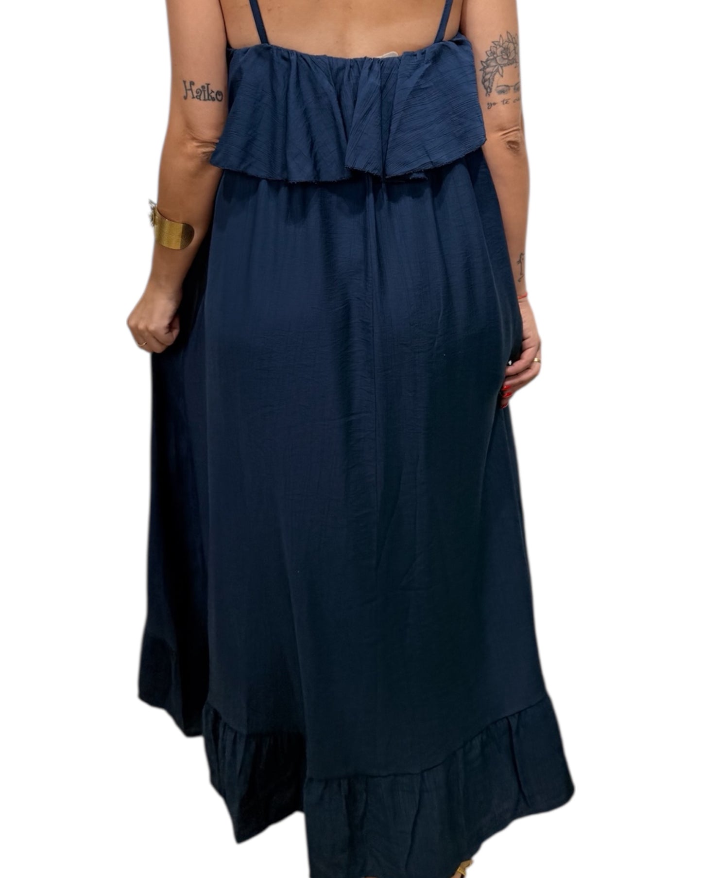 Vestido volantes azul marino