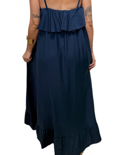 Vestido volantes azul marino