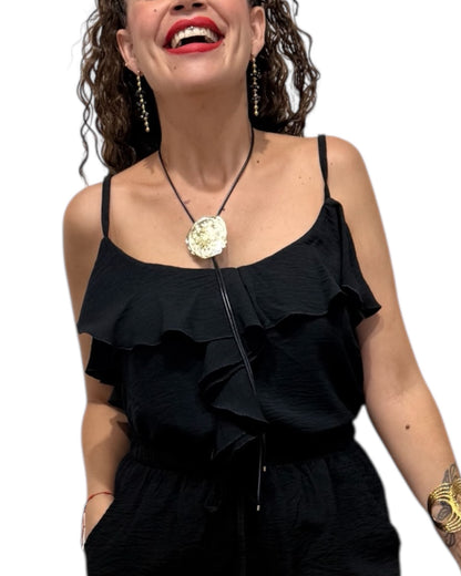Top volantes negro