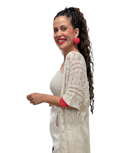 Cárdigan beige crochet