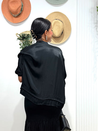 Bomber Satinada negra