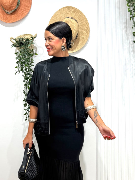 Bomber Satinada negra